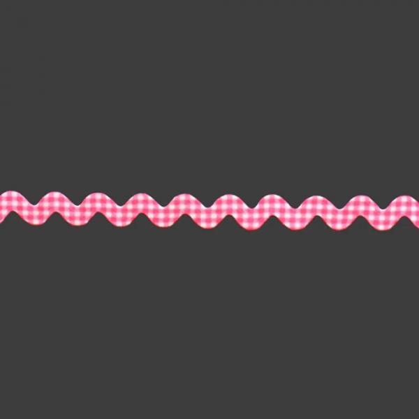 Zackenlitzen-Band kariert 8mm - Pink